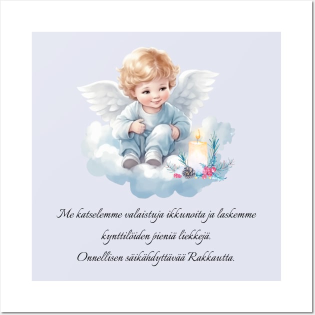 Little Angel Christmas poem in Finnish Wall Art by BLACKIVALO